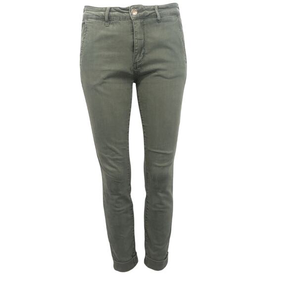 Cosmic Blue Love Olive Green High Waist Ankle Length Cuffed Pants Side Pockets - Picture 13 of 16